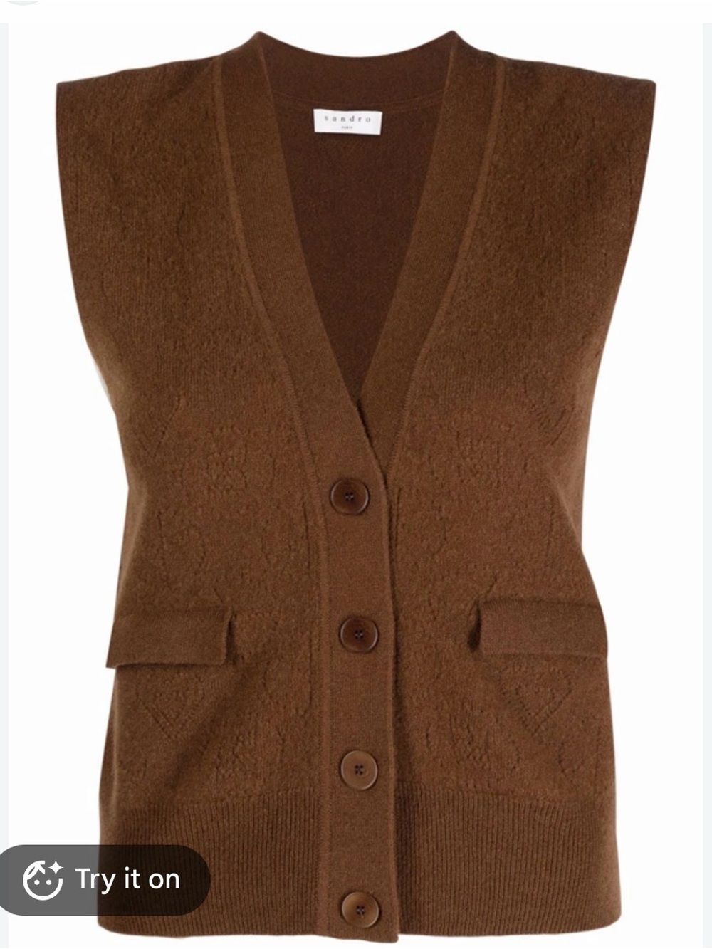 Sandro Evone Wool & Cashemere Pointelle Sweatervest